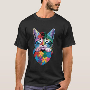 Regenbogenkatze umarmt Herz, süße Kitty liebt Auti T-Shirt