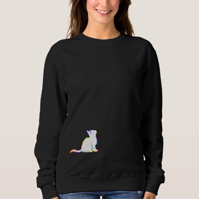 Regenbogenkatze, weiße Fülle, innerer Text Sweatshirt (Vorderseite)