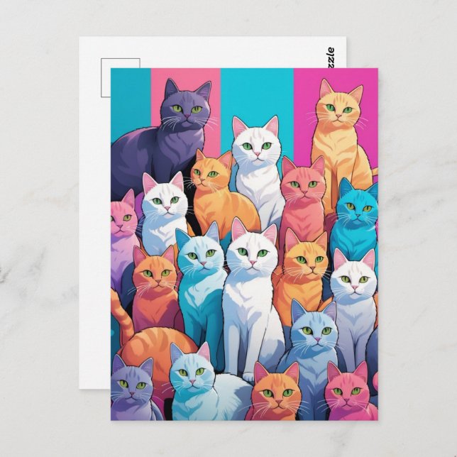 Regenbogenkatzen, Postkreuz Postkarte (Vorne/Hinten)