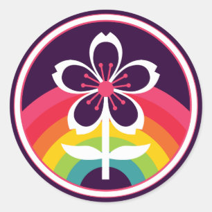Regenbogenkirschblüte Schlüsselanhänger Runder Aufkleber