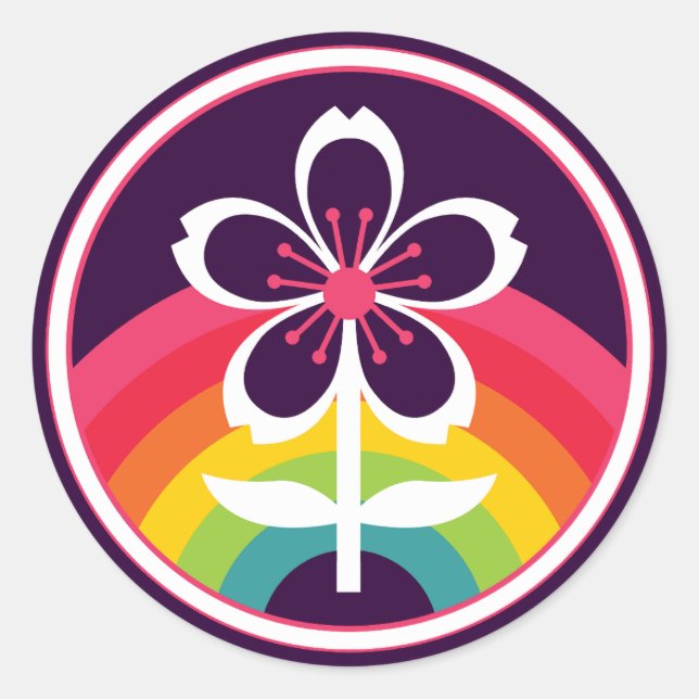 Regenbogenkirschblüte Schlüsselanhänger Runder Aufkleber (Vorderseite)