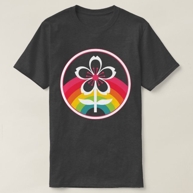Regenbogenkirschblüte T - Shirt (Design vorne)
