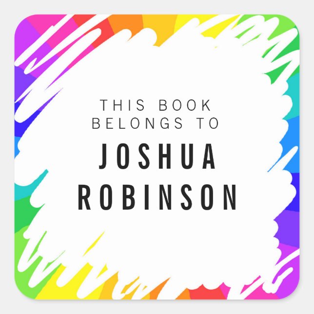 Regenbogenkleber aus weißem Buchzeichen Quadratischer Aufkleber (Vorderseite)