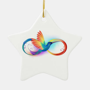 Regenbogenkolibri mit Unendlichkeitssymbol Keramik Ornament