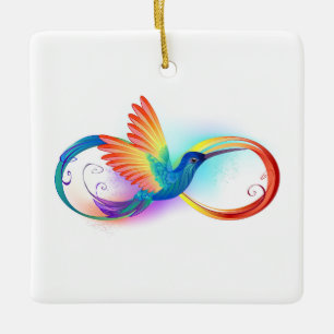 Regenbogenkolibri mit Unendlichkeitssymbol Keramikornament