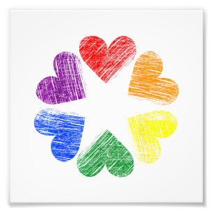 Regenbogenkreis der Herzen Liebe Schwule Pride LGB Fotodruck
