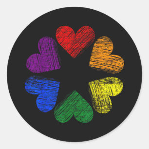 Regenbogenkreis der Herzen Liebe Schwule Pride LGB Runder Aufkleber