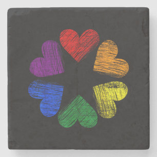 Regenbogenkreis der Herzen Liebe Schwule Pride LGB Steinuntersetzer