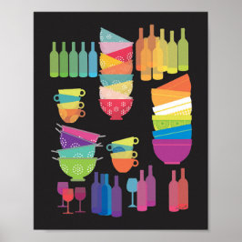 Regenbogenküche Mid-Century-Modern Schwarz Pop-Art Poster