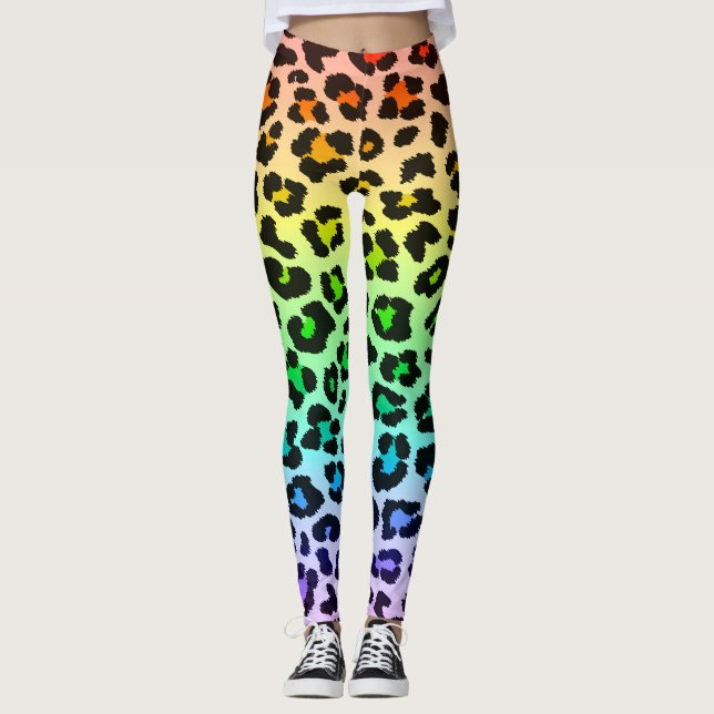 Regenbogenleoparden Leggings (Vorderseite)