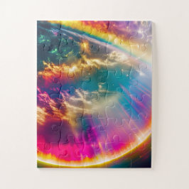 Regenbogenlicht scheut durch Wolken im Weltraum