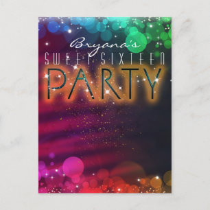 Regenbogenlichter Funkeln Tanzclub-Party-Einladung Einladungspostkarte