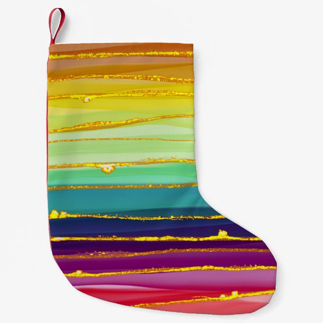 Regenbogenlinien: abstrakte Luxuskomposition. Kleiner Weihnachtsstrumpf (Vorderseite)