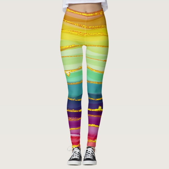 Regenbogenlinien: abstrakte Luxuskomposition. Leggings (Vorderseite)