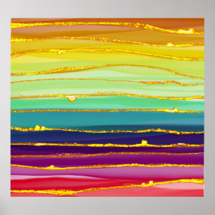 Regenbogenlinien: abstrakte Luxuskomposition. Poster