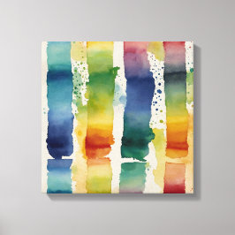 Regenbogenlinien Watercolor Wandkunst Leinwanddruck