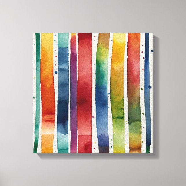 Regenbogenlinien Watercolor Wandkunst Leinwanddruck (Vorderseite)