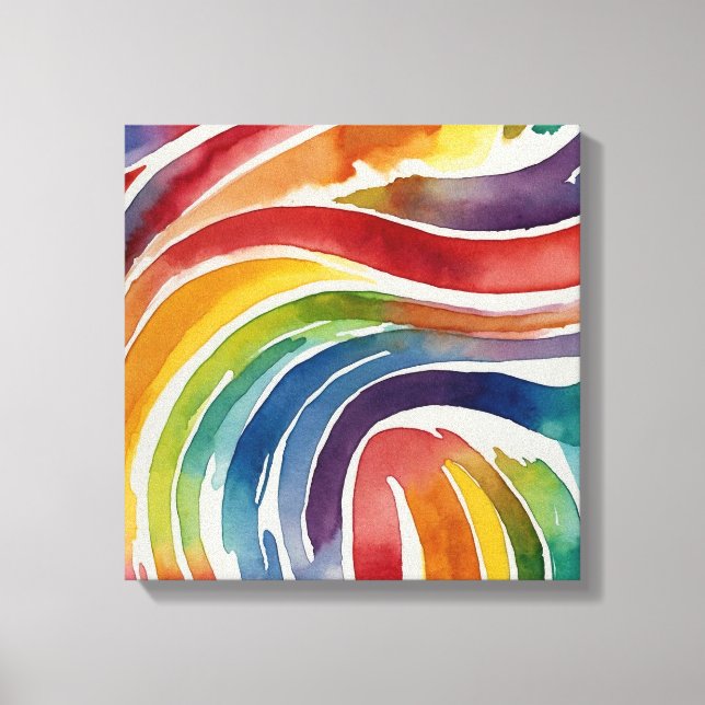 Regenbogenlinien Watercolor Wandkunst Leinwanddruck (Vorderseite)