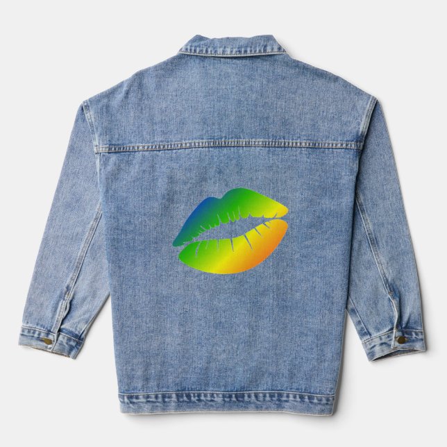 Regenbogenlippen Jeansjacke (Rückseite)