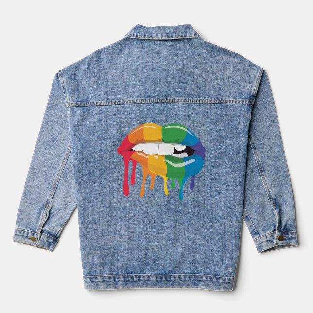 Regenbogenlippen Jeansjacke (Rückseite)