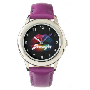 Regenbogenlippen personalisiert, gürtlich stylish armbanduhr