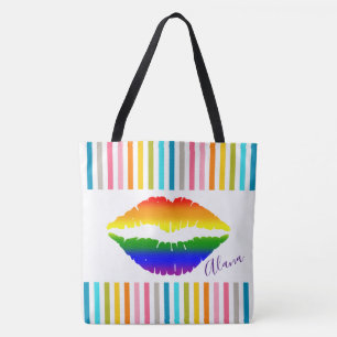 Regenbogenlippen und -streifen tasche