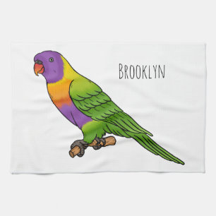 Regenbogenlori-Vogel-Cartoon-Illustration Geschirrtuch