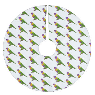 Regenbogenlori-Vogel-Cartoon-Illustration Polyester Weihnachtsbaumdecke