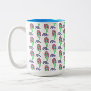 Regenbogenmeerjungfrau rosa blau lila grün schwarz zweifarbige tasse