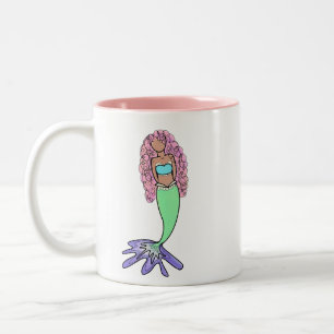 Regenbogenmeerjungfrau rosa blau lila grün schwarz zweifarbige tasse