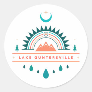 Regenbogenmond Guntersville Runder Aufkleber