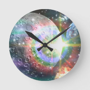 Regenbogenmond Runde Wanduhr