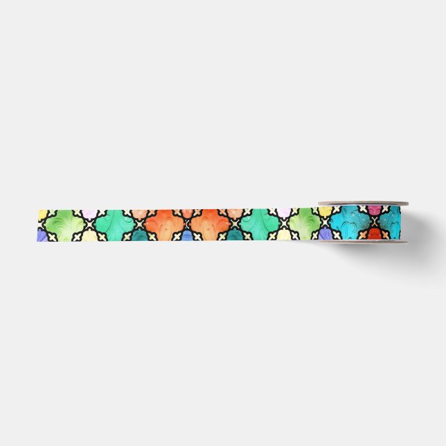 Regenbogenmosaik Satinband (Vorderseite)