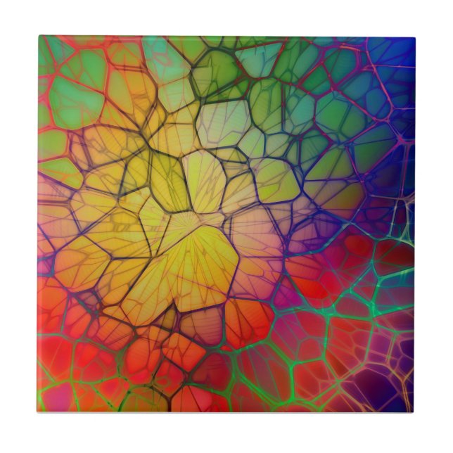 Regenbogenmosaik - verklebter Glass-Look Fliese (Vorderseite)
