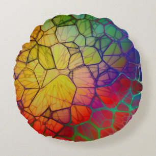 Regenbogenmosaik - verklebter Glass-Look Rundes Kissen