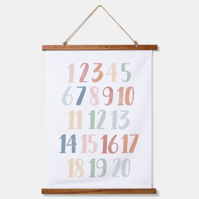 Regenbogennummern 1-20 Klasse Dekor Wandteppich Mit Holzrahmen (Vorderseite)