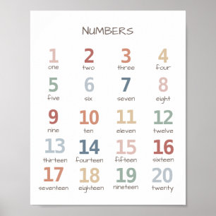 Regenbogennummern drucken, 1-20 Poster zählen