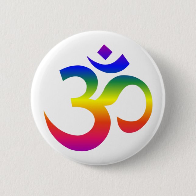 Regenbogenohm-Design (Om oder Om, indischer heilig Button (Vorderseite)