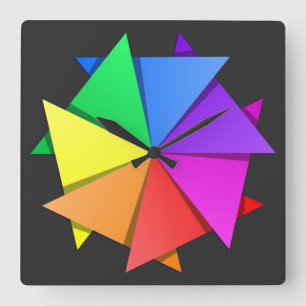 RegenbogenOrigami Quadratische Wanduhr