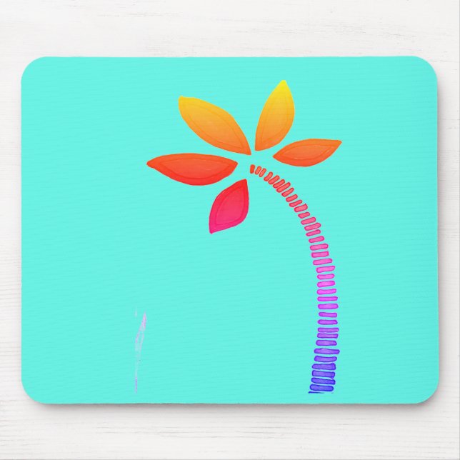 Regenbogenpalme zeichnend mit blauem Hintergrund Mousepad (Vorne)