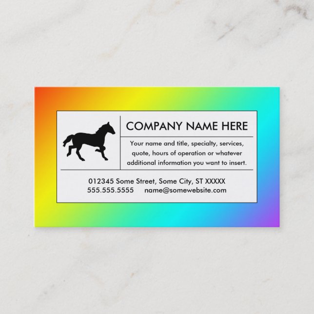 Regenbogenpferd Visitenkarte (Vorderseite)