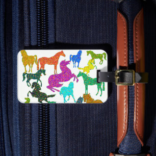 Regenbogenpferde - "Hübsch über Pferde!" Gepäckanhänger