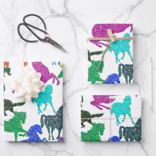 Regenbogenpferde - "Hübsch über Pferde!" Geschenkpapier Set