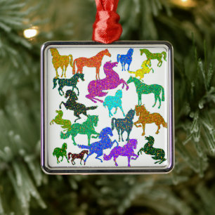 Regenbogenpferde - "Hübsch über Pferde!" Ornament Aus Metall