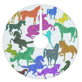 Regenbogenpferde - "Hübsch über Pferde!" Polyester Weihnachtsbaumdecke