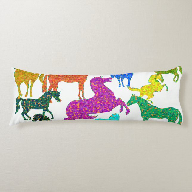 Regenbogenpferde - "Hübsch über Pferde!" Seitenschläferkissen (Vorderseite)