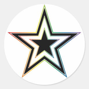 Regenbogenpunk-Stern. Runder Aufkleber