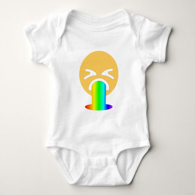 Regenbogenpuppe Emoji Baby Strampler (Vorderseite)