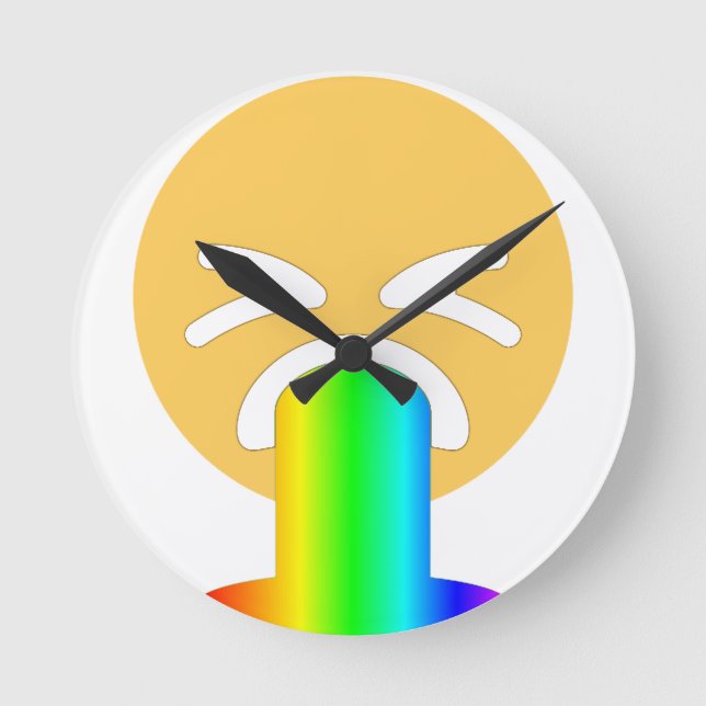 Regenbogenpuppe Emoji Runde Wanduhr (Vorderseite)