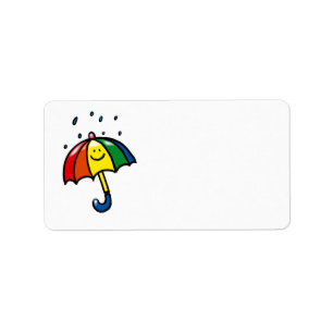 Regenbogenregenschirm- u. -regentropfen adressaufkleber